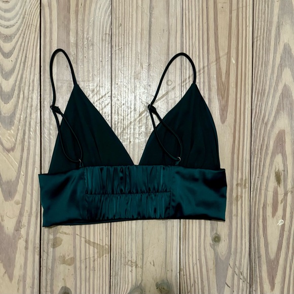 Lulu’s Emerald Green Satin Longline Bralette - Picture 2 of 9